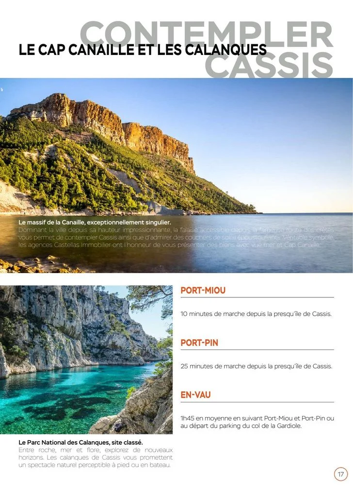 Page Contempler Cassis, Cap Canaille et calanques