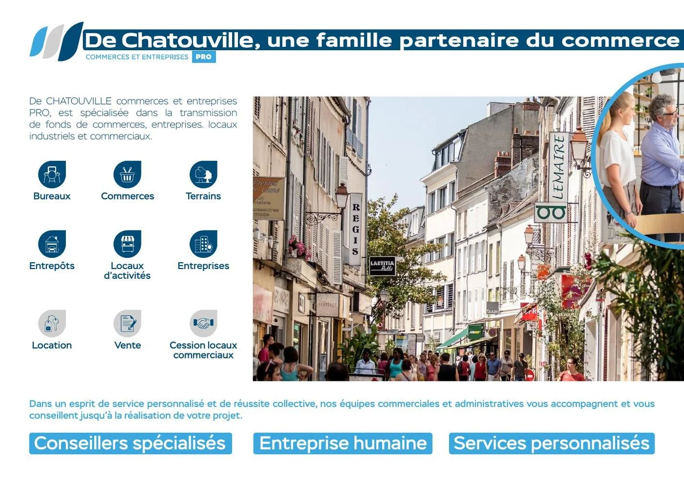 Volet intérieur de la plaquette De Chatouville, présentation et domaines d'intervention