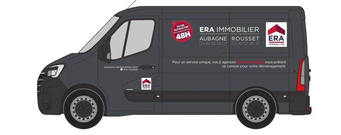 Profil droit du camion ERA Immobilier avec covering