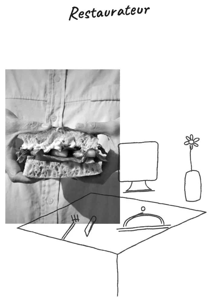 Collage restaurateur — photo et illustration
